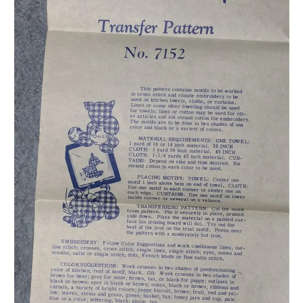 ALICE BROOKS Vintage Embroidery Transfer Patterns 7152 7249 Daily Towel Kitchen